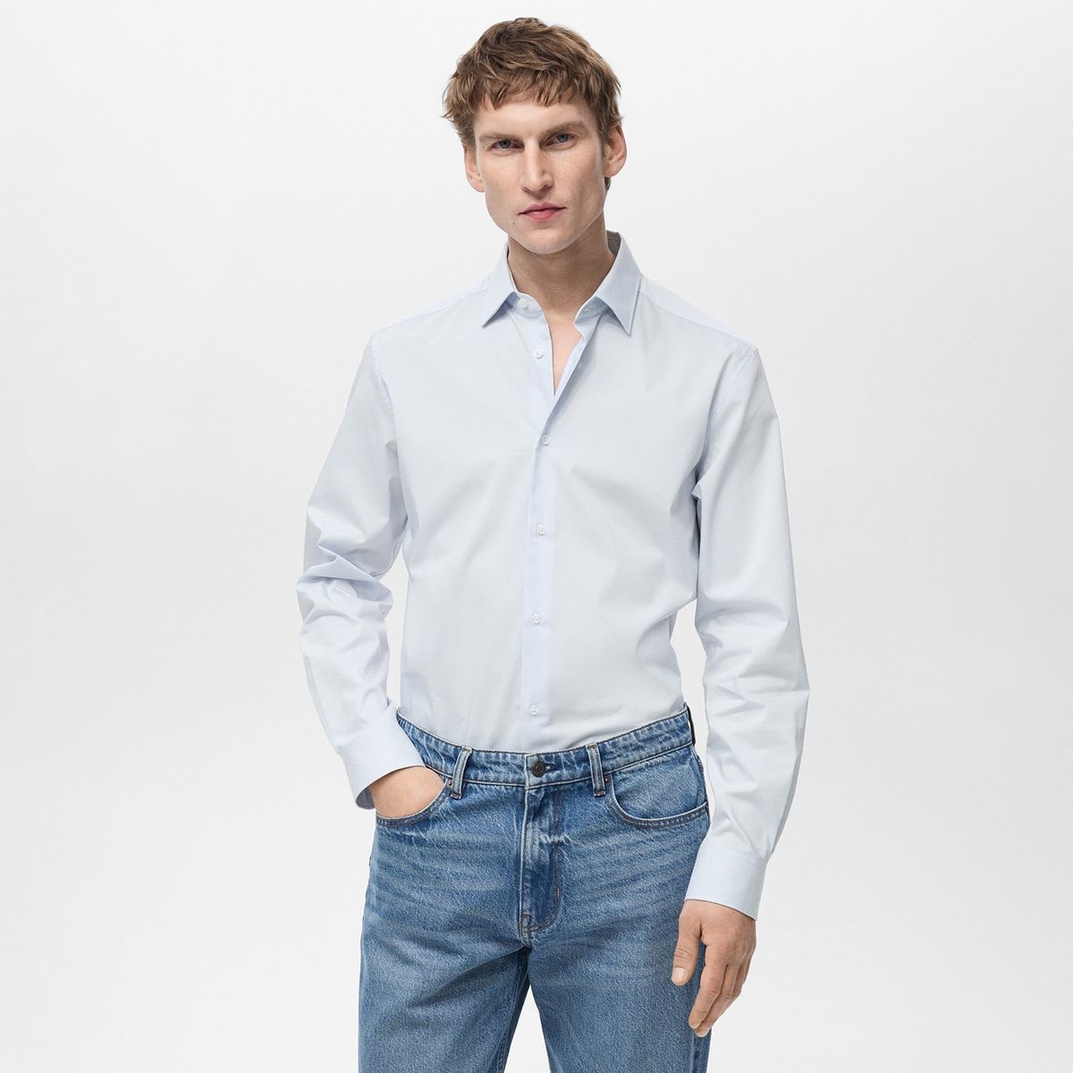 MANGO - Camisas Hombre Manga larga de Algodón Mango