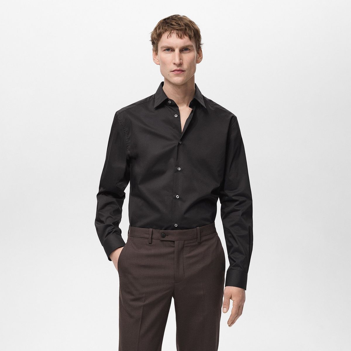 MANGO - Camisas Hombre Manga larga de Algodón Mango