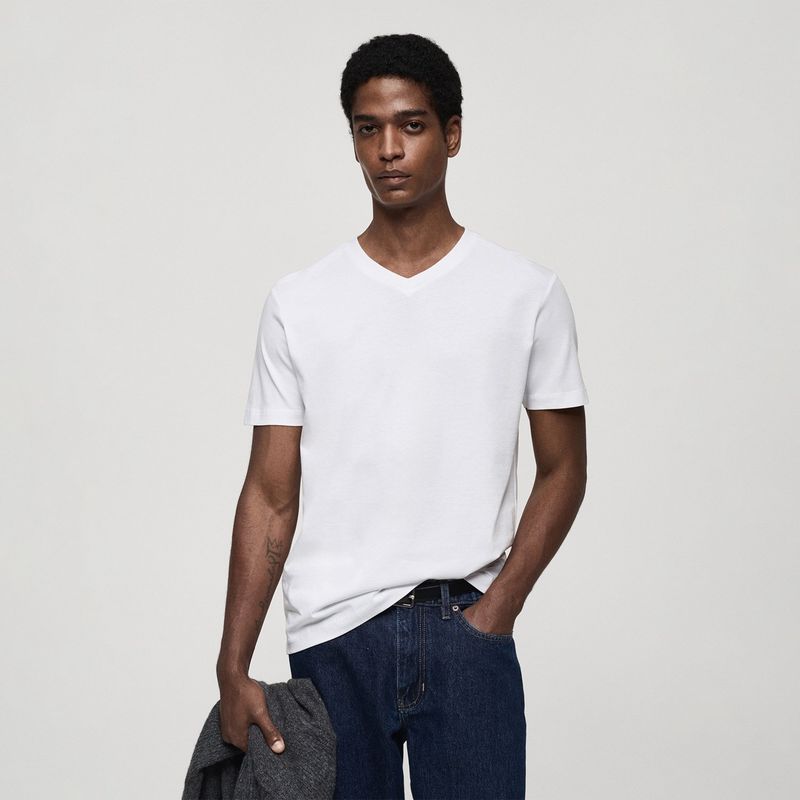 MANGO - Camiseta Hombre Manga corta  de Algodón MANGO