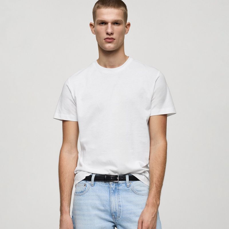 MANGO - Camiseta Hombre Manga corta  de Algodón MANGO