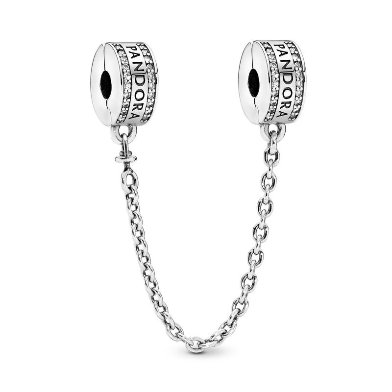 PANDORA - Cadena de Seguridad Pandora con Clip de Logotipo Plata Esterlina