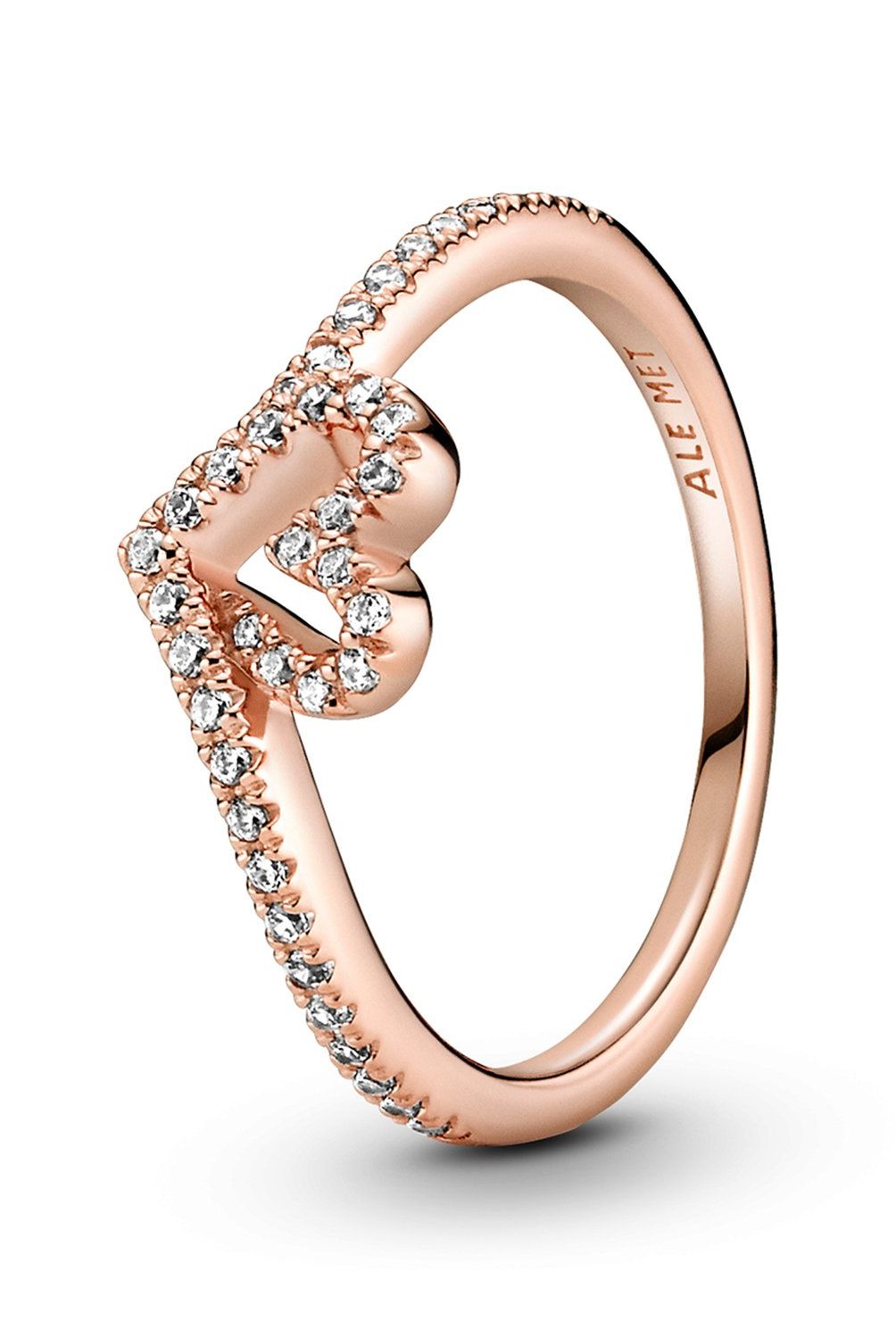 PANDORA - Anillo Pandora Corazón Reluciente Espumoso Recubrimiento en Oro Rosa 