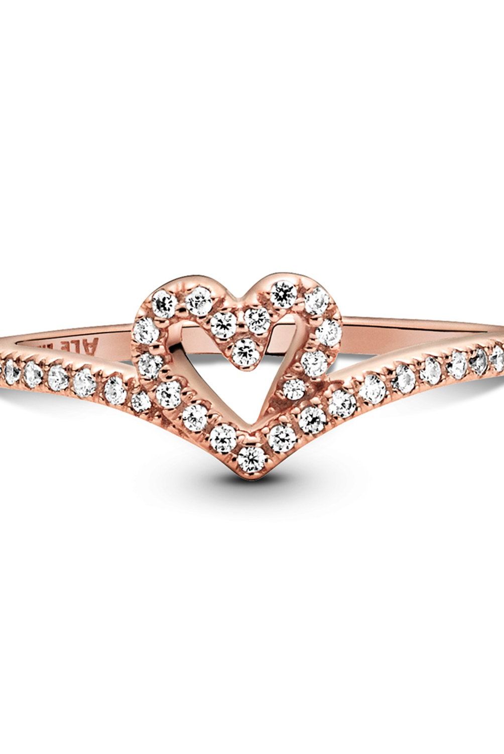 PANDORA - Anillo Pandora Corazón Reluciente Espumoso Recubrimiento en Oro Rosa 