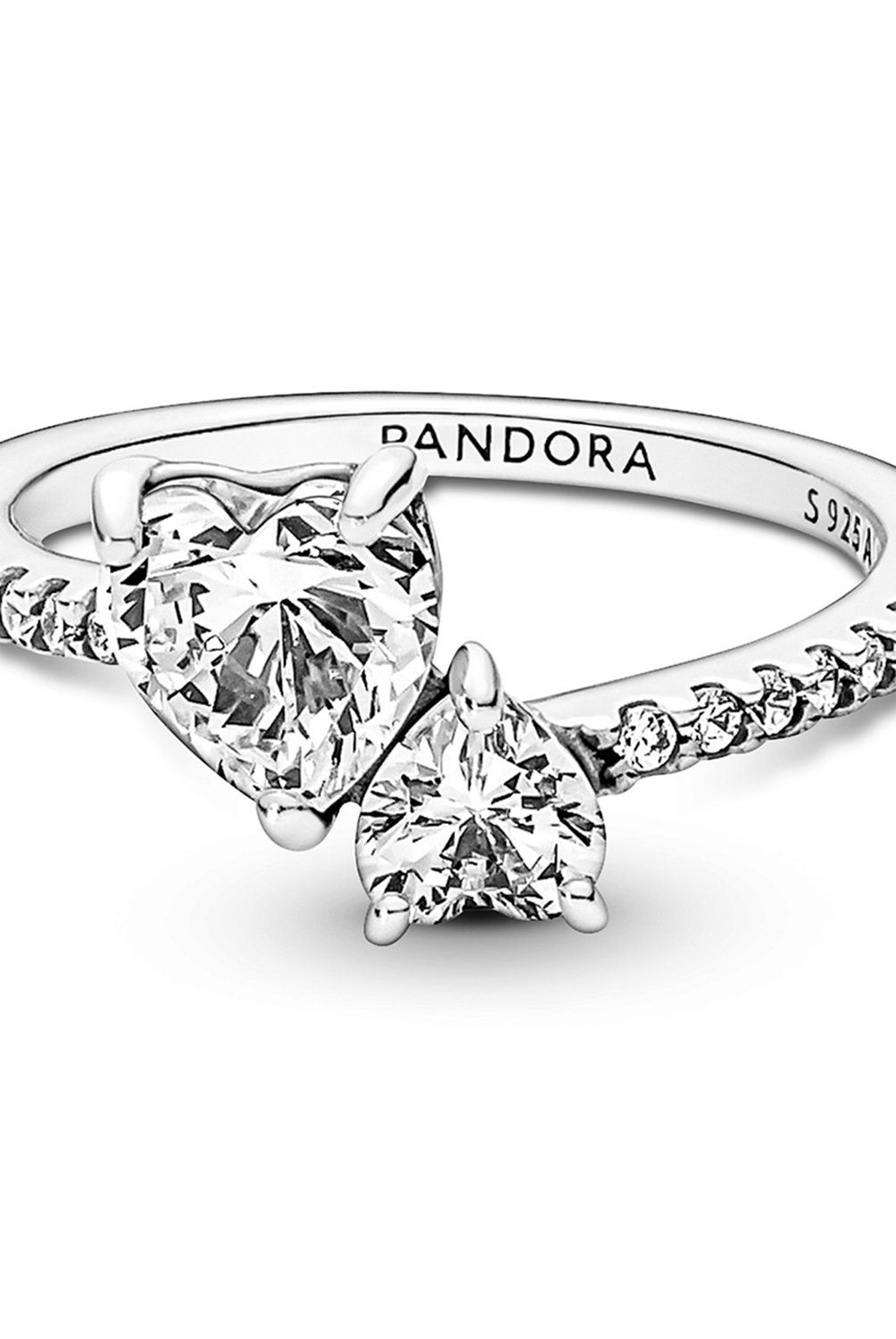 PANDORA - Anillo Pandora Reluciente Doble Corazón Plata Esterlina 
