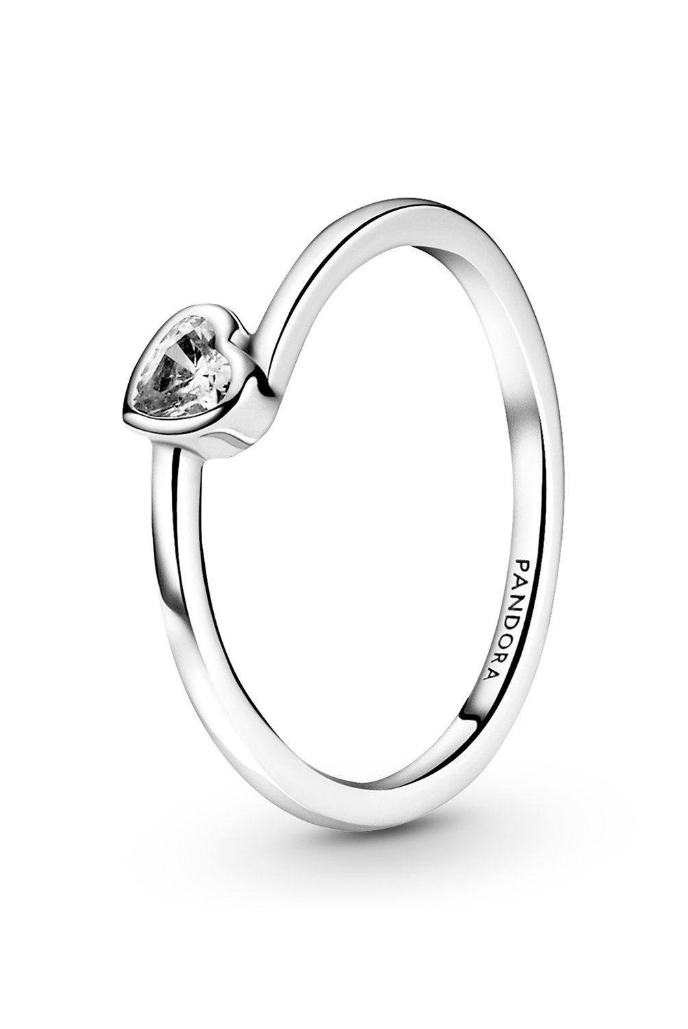 PANDORA - Anillo Pandora Corazón Solitario Inclinado Plata Esterlina 