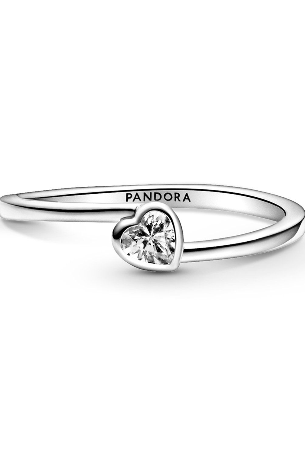 PANDORA - Anillo Pandora Corazón Solitario Inclinado Plata Esterlina 