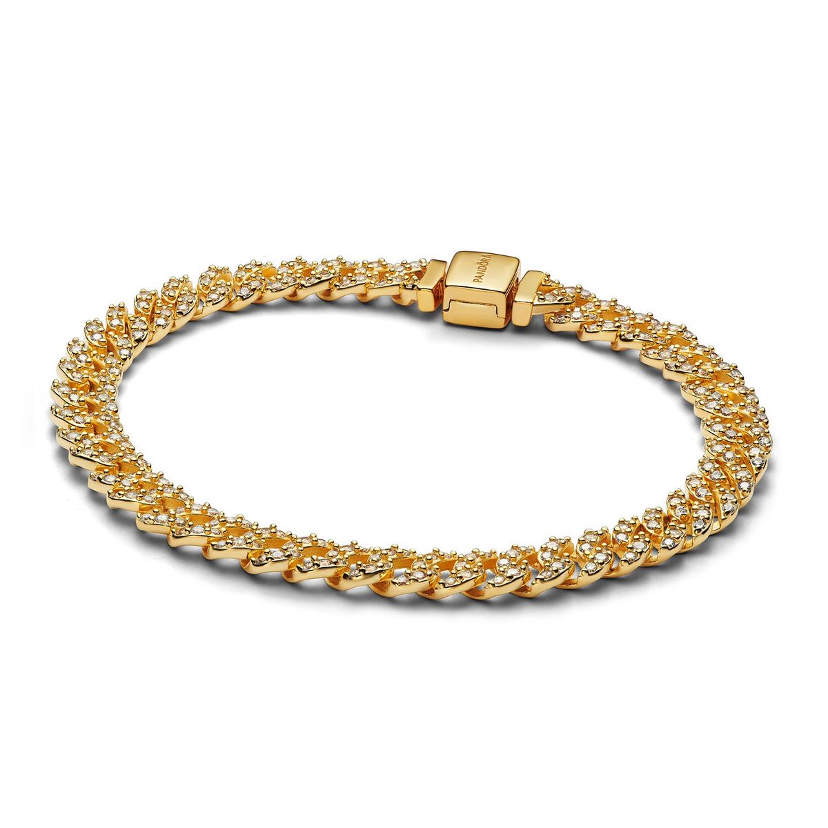 PANDORA - Brazalete Pandora Cubana Pavé Recubrimiento en Oro 14k