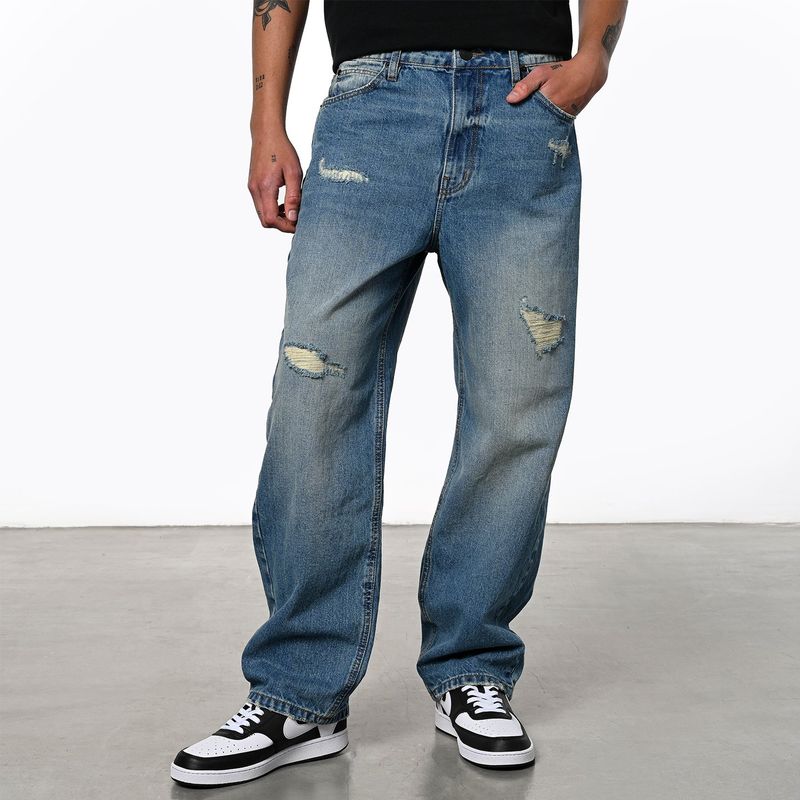 DENIMLAB - Jean 5 Bolsillos Hombre Baggy de Algodón Denimlab