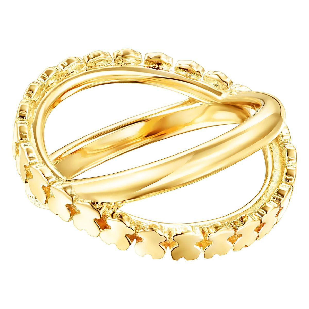 TOUS - Anillo Straight cruz con baño de oro 18 kt sobre plata