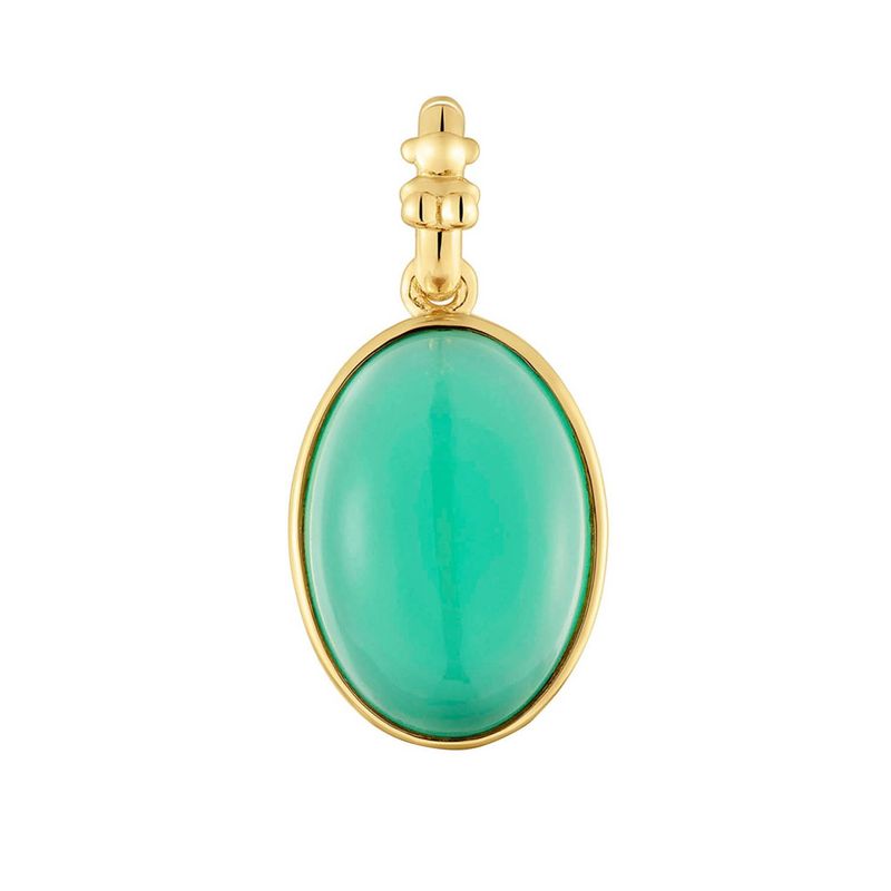 TOUS - Dije pequeño con baño de oro 18 kt sobre plata y calcedonia verde Medallions