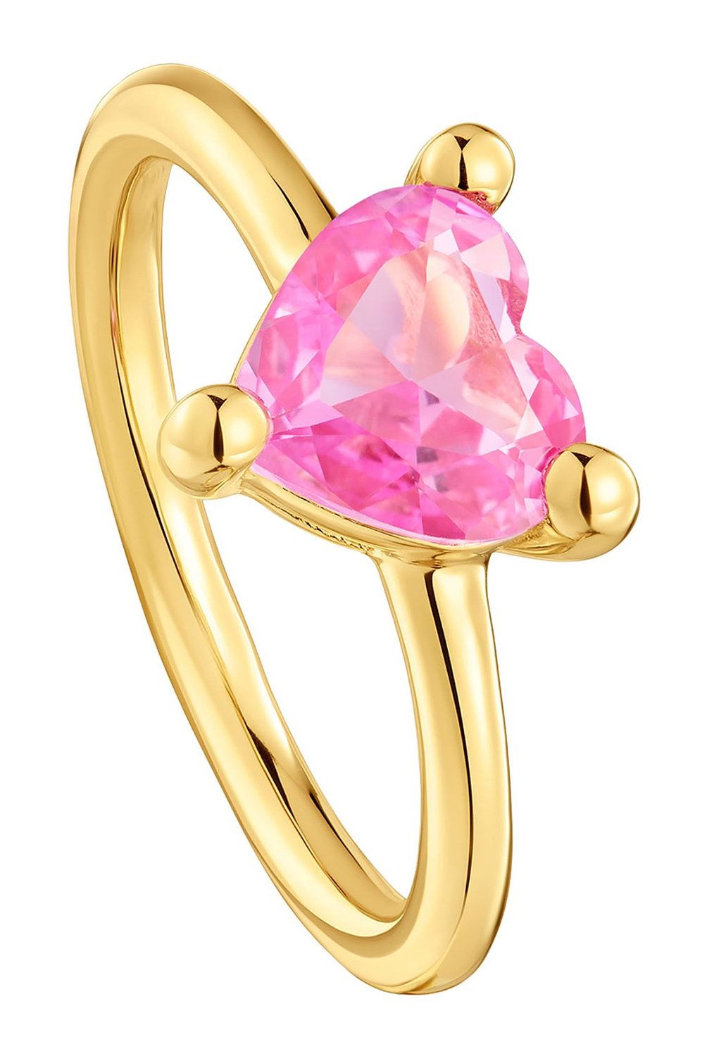 TOUS - Anillo con baño de oro 18 kt sobre plata y zafiro creado en laboratorio Garden Of Love LGG