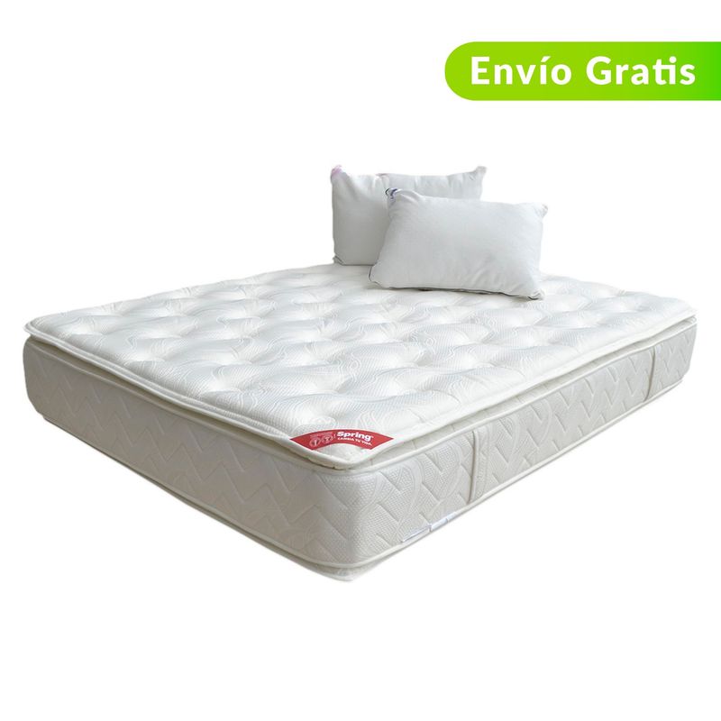 COLCHONES SPRING - Colchón Queen Firme Ortopédico Doble Cara Espumado Supreme 160 x 190 cm + Almohada Colchones Spring