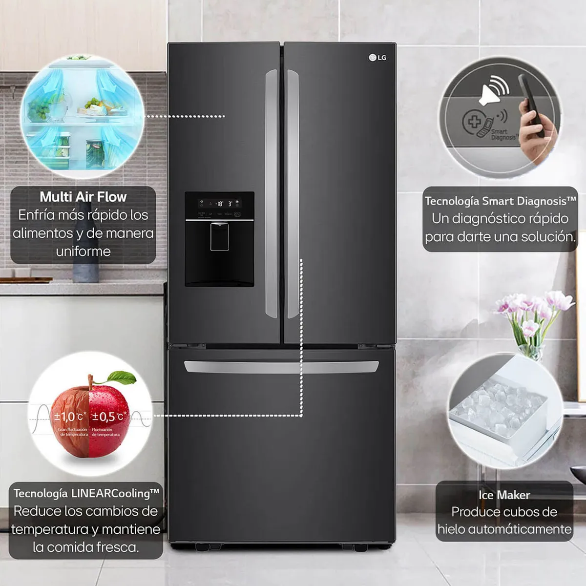 LG - Nevecón French door LG 618 lt Netos GM22SGT