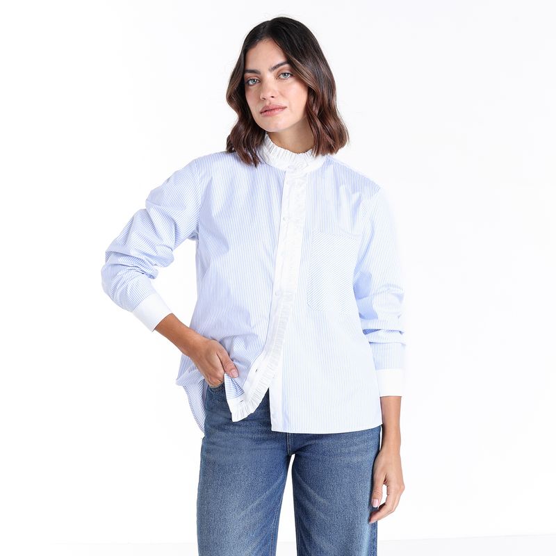 BASEMENT - Camisa Mujer Manga larga de Algodón Basement