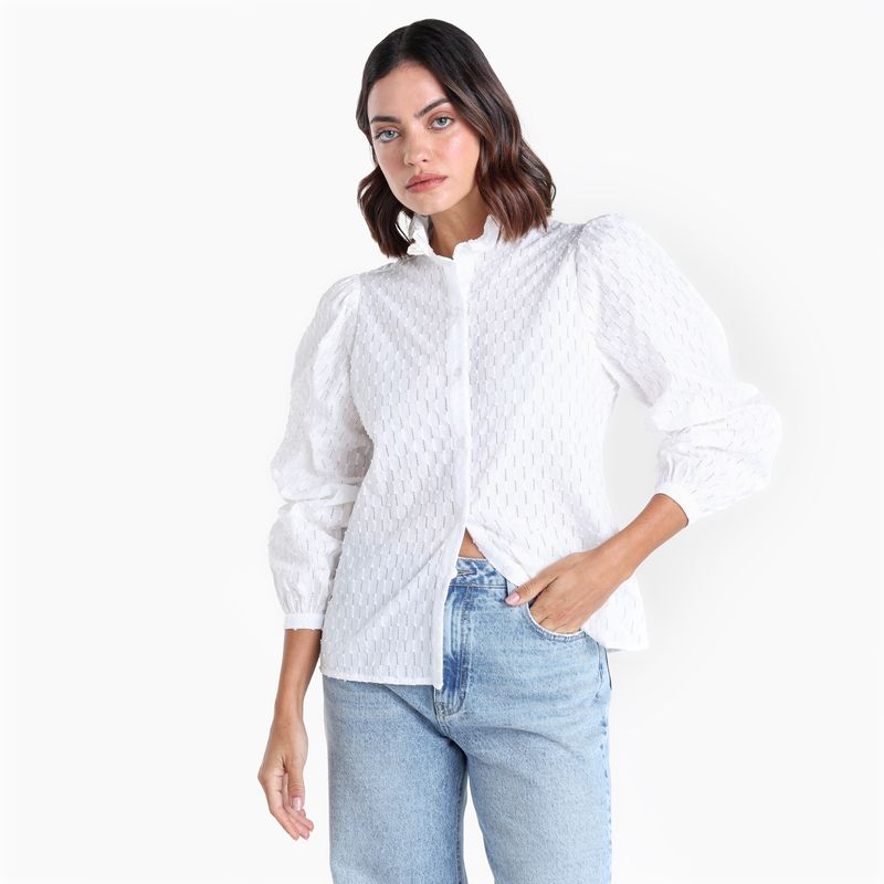 BASEMENT - Camisa Mujer Manga larga de Algodón Basement