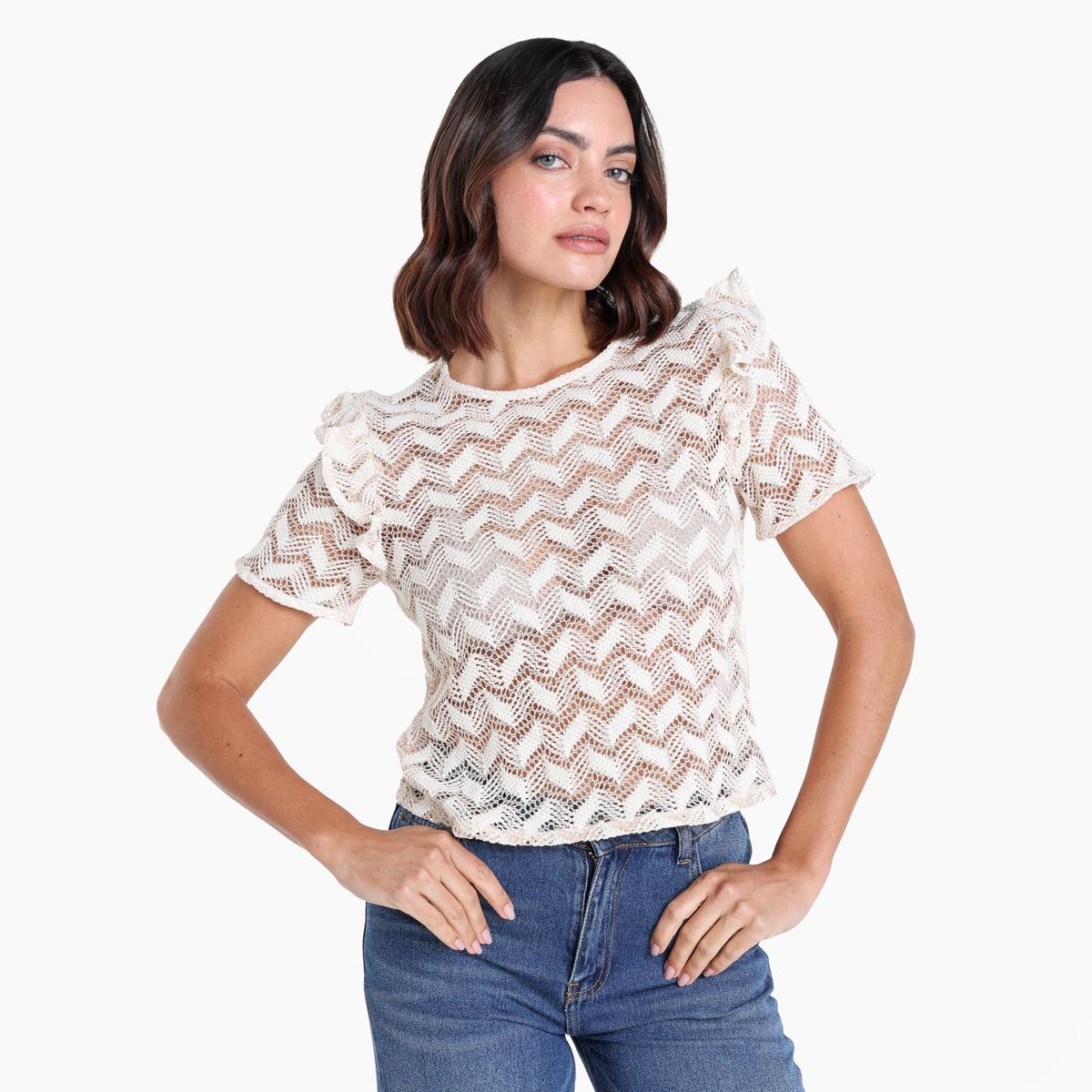 BASEMENT - Camiseta Mujer Manga corta de Algodón Basement