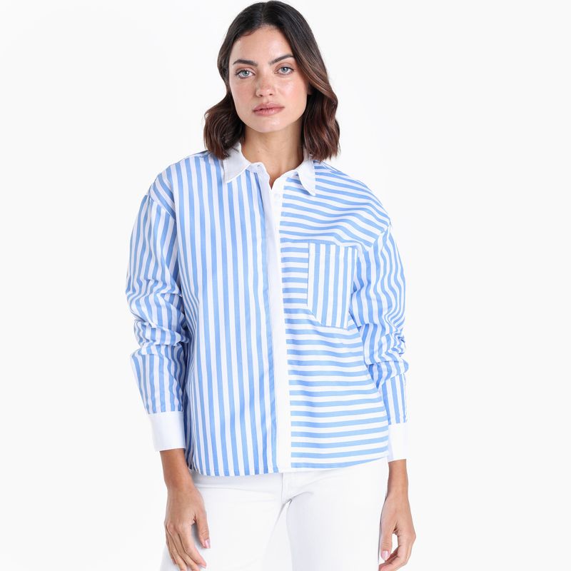 BASEMENT - Camisa Mujer de Rayas Manga larga de Algodón Basement