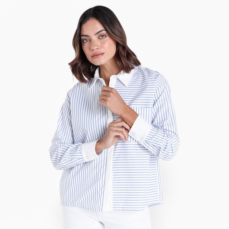 BASEMENT - Camisa Mujer de Rayas Manga larga de Algodón Basement