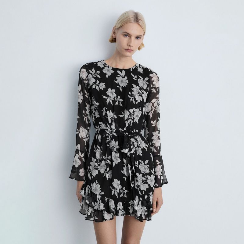 MANGO - Vestido Mujer Corto con Estampado Mango 