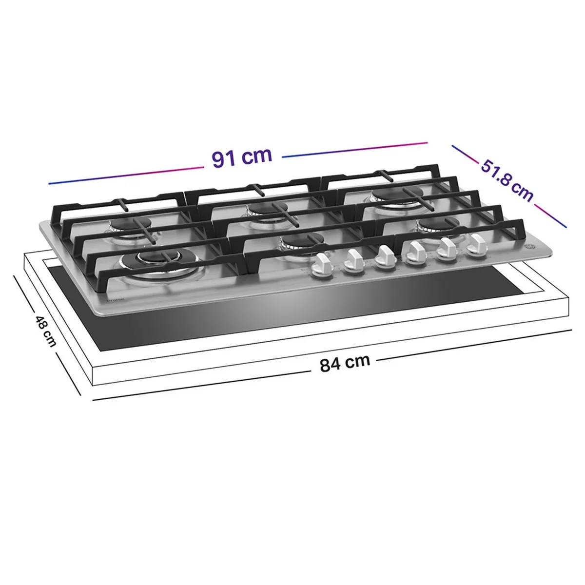 CENTRALES - Estufa empotrable GE profile 6 puestos PGP96KMTIY0