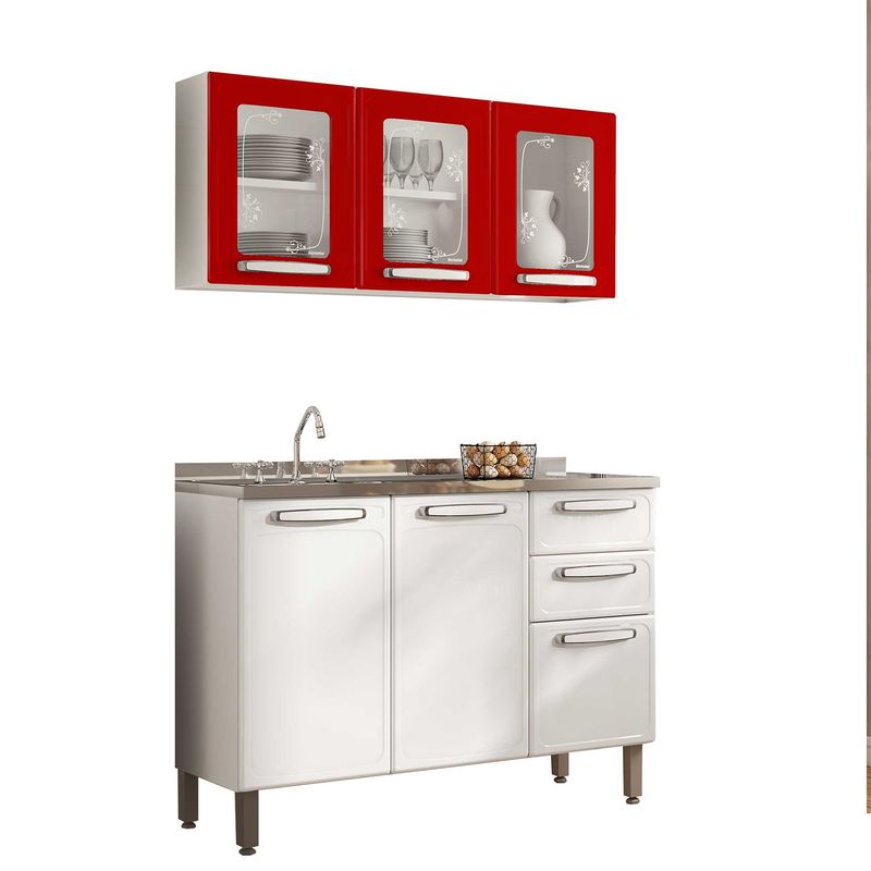 BERTOLINI - Cocina Integral En Acero Al Carbon 120m Con Lavaplatos Bertolini - Mueble