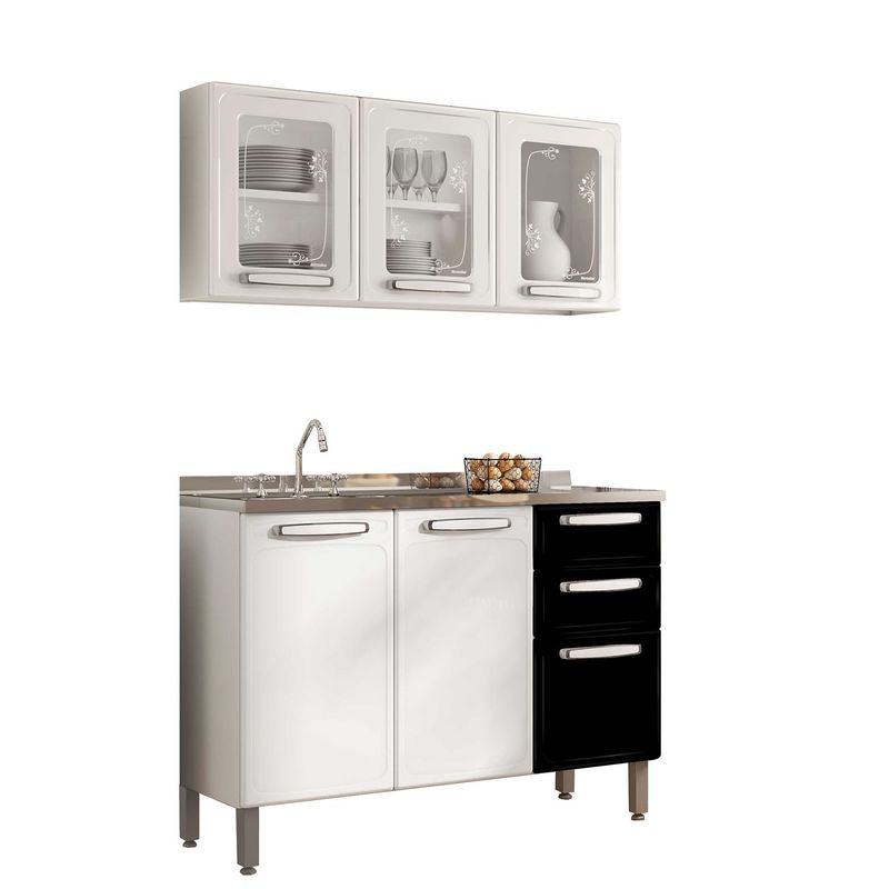 BERTOLINI - Cocina Integral En Acero Al Carbon 1.20m Con Lavaplatos Bertolini - Mueble