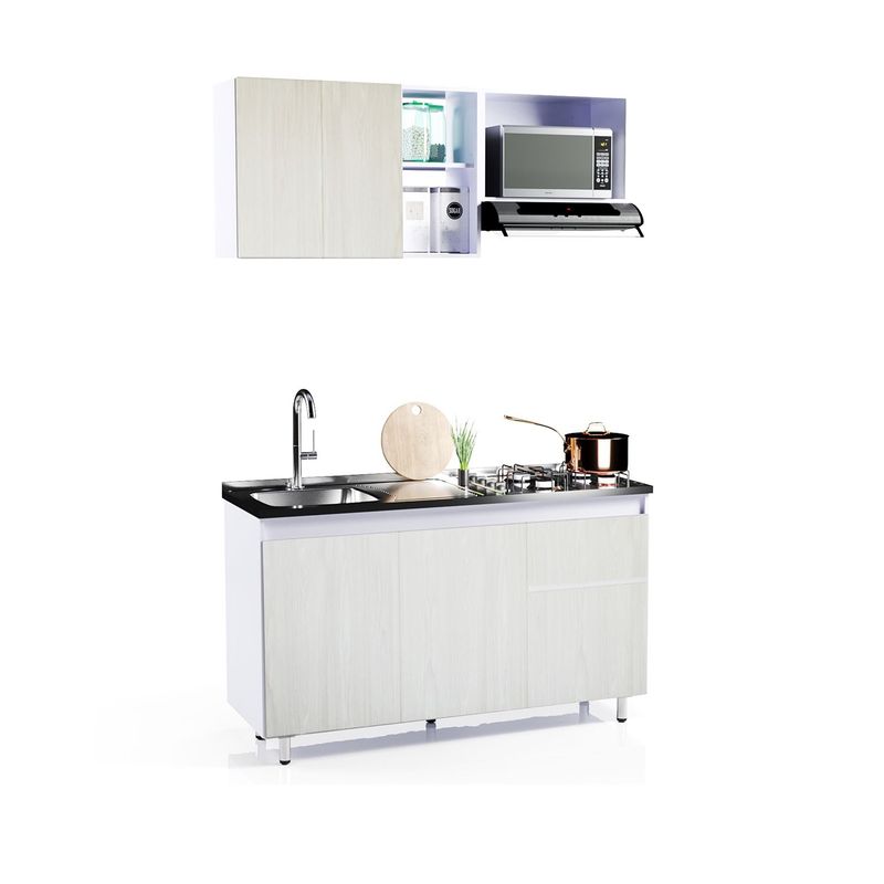 BERTOLINI - Cocina Integral Moderna Rosy Aglomerado MDP 150 cm (Incluye Mesón) Bertolini