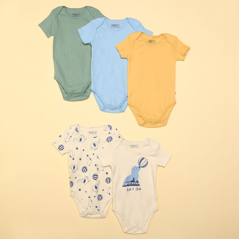 BABY FRESH - Bodies para Bebé niño Pack de 5 unidades de Algodón Baby Fresh