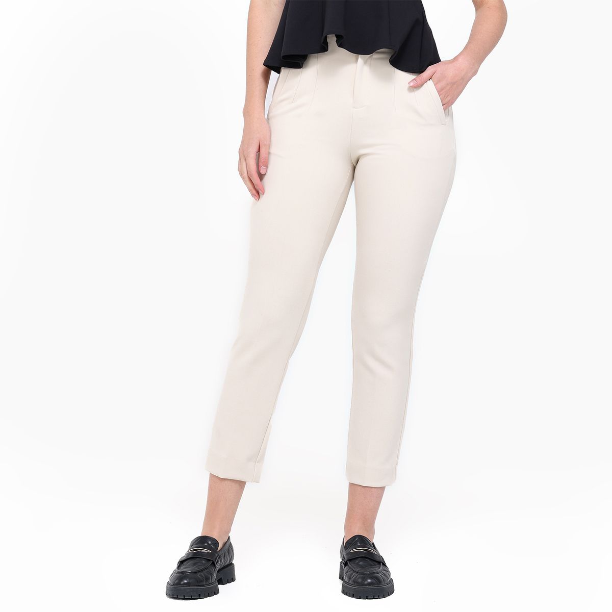 BASEMENT - Pantalón Recto Mujer Tiro alto Basement