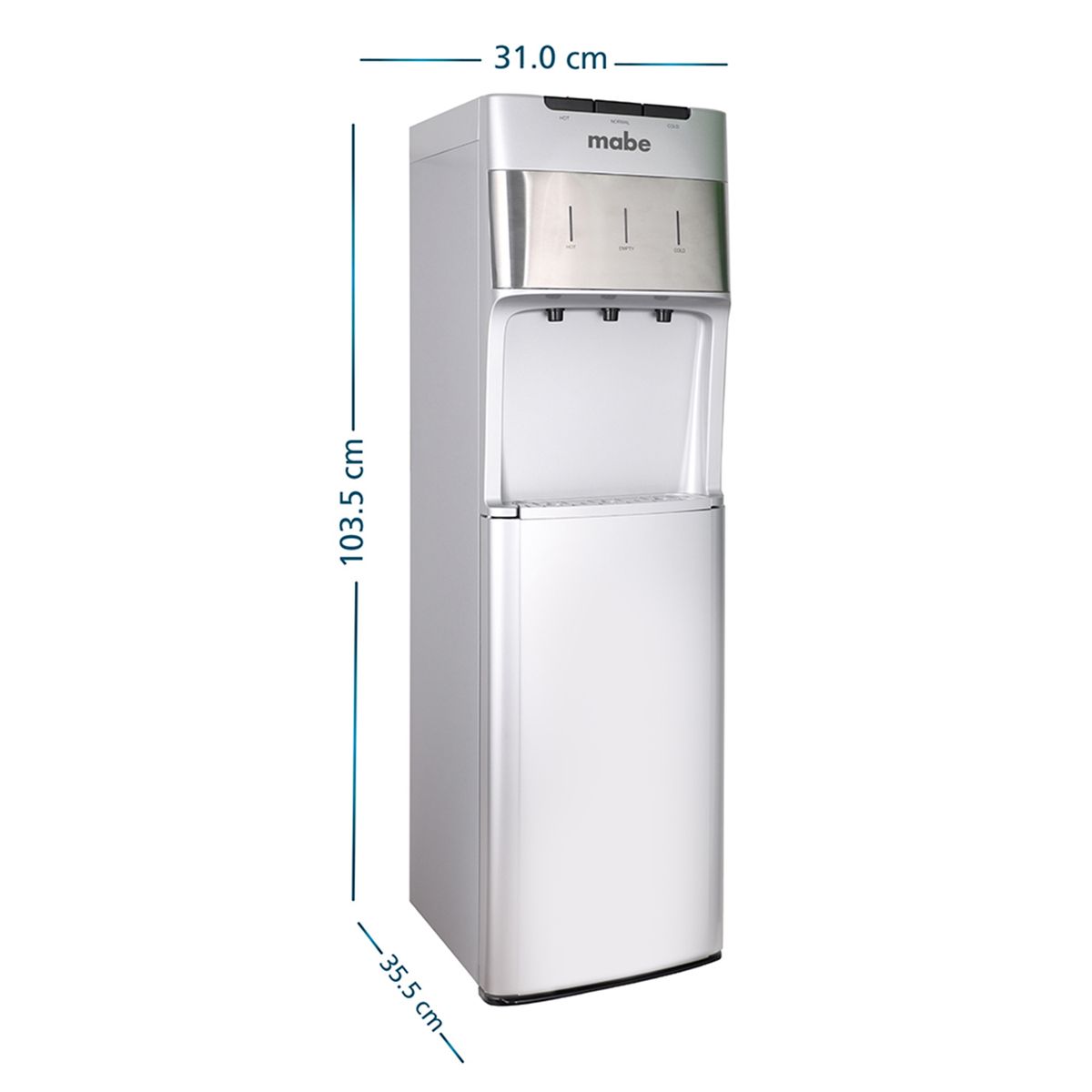 MABE - Dispensador de agua botellón oculto de piso 3 botones Blanco Mabe - EMBL3TGS