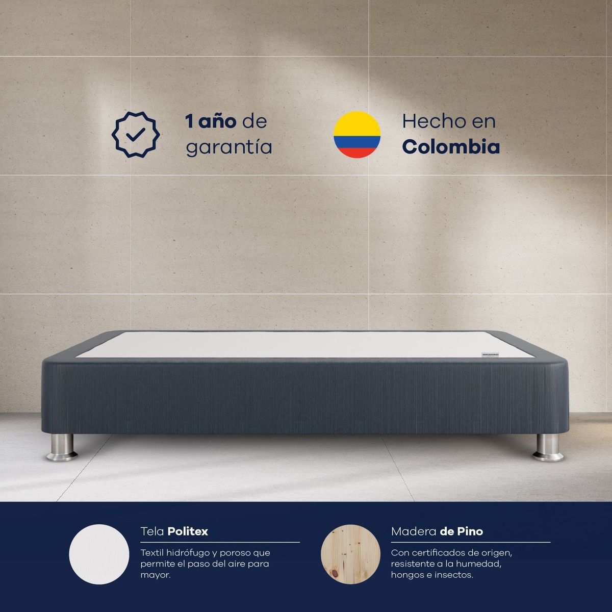 COMODISIMOS - Base Cama Dividida Tamaño Doble en Madera Essential (Incluye Solo 1 Mitad), 140 x 95 cm Comodisimos