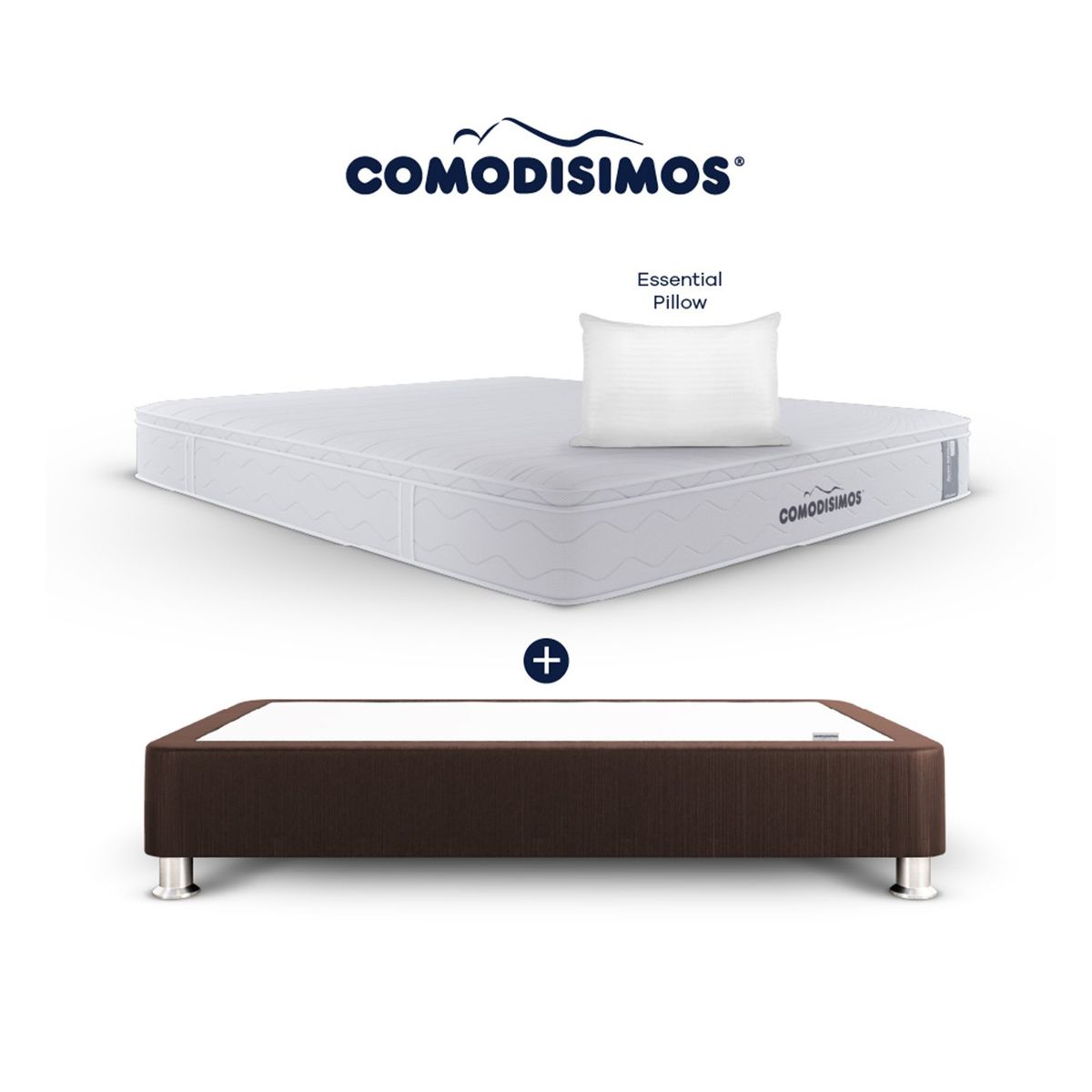 COMODISIMOS - Colchón con Base Cama Sencillo Firmeza Media Ortopédico Resortado con Pillow Línea Access 100 x 190 cm  + Almohada Comodisimos 