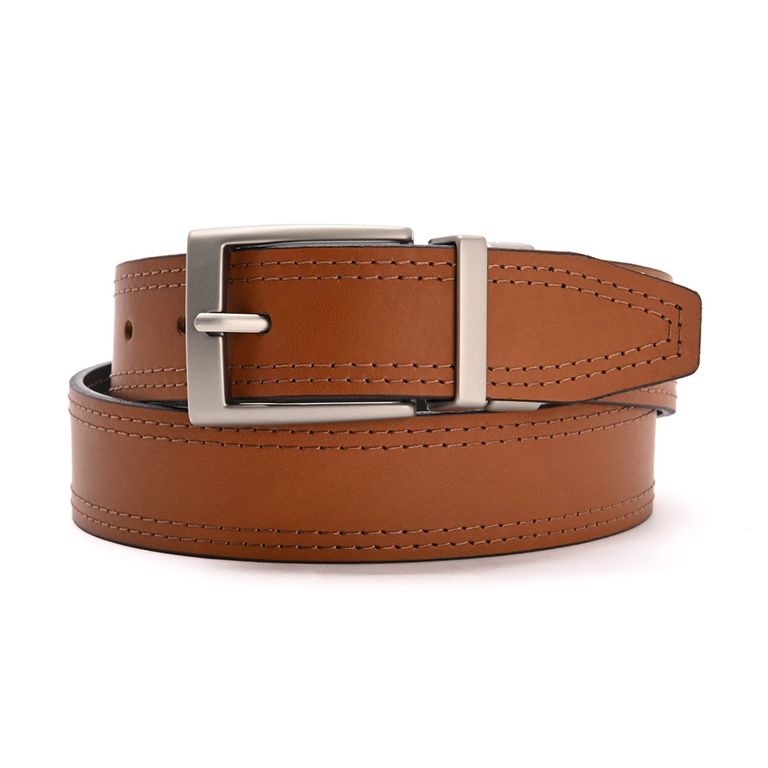 Cinturón Elástico De Cuero Club Of Comfort Art.54 - Talla 125, Color Marrón Medio, Cierre Plateado, Máximo Confort