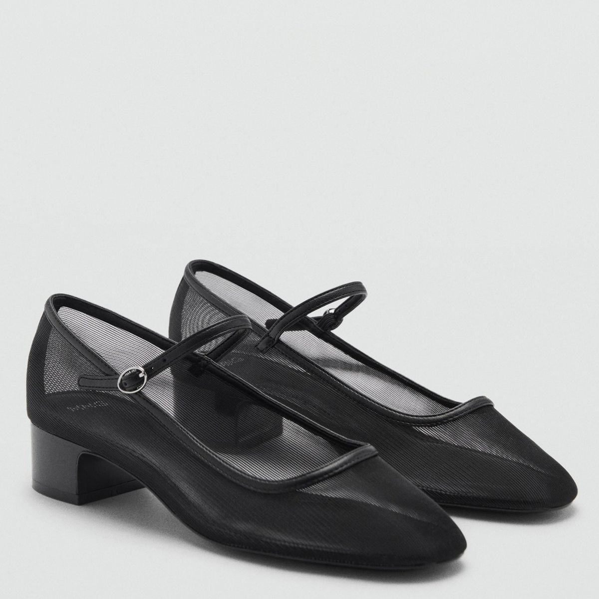 MANGO - Tacones Mango Mujer con tacón Cuadrado Mesh Naitis | Zapatos Mujer