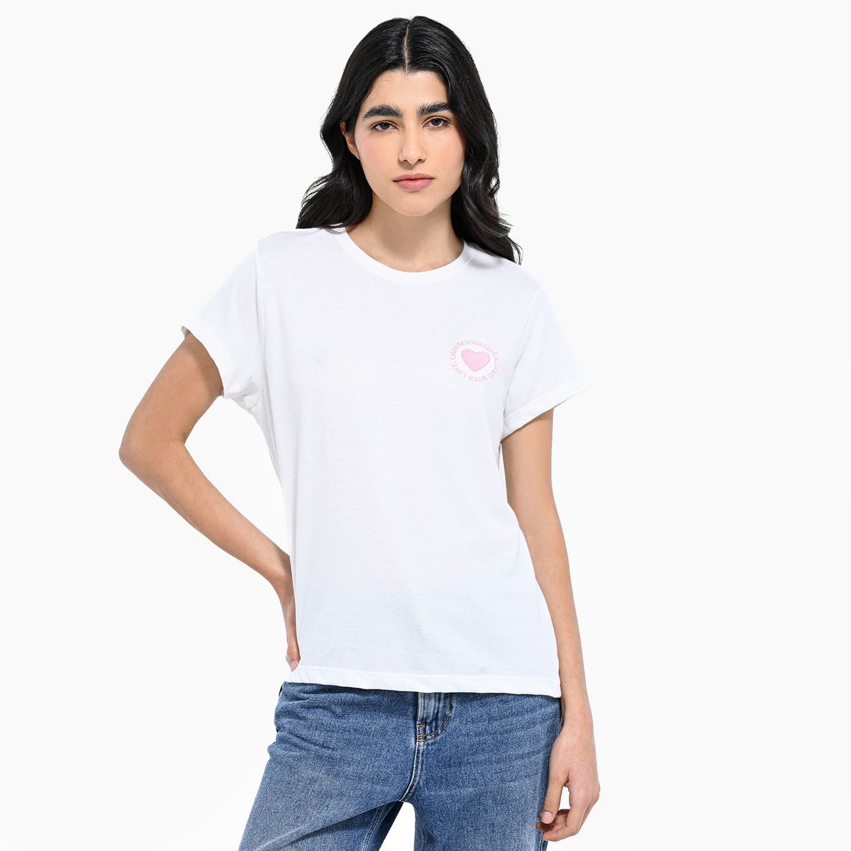 SYBILLA - Camiseta Mujer Manga corta de Algodón Sybilla