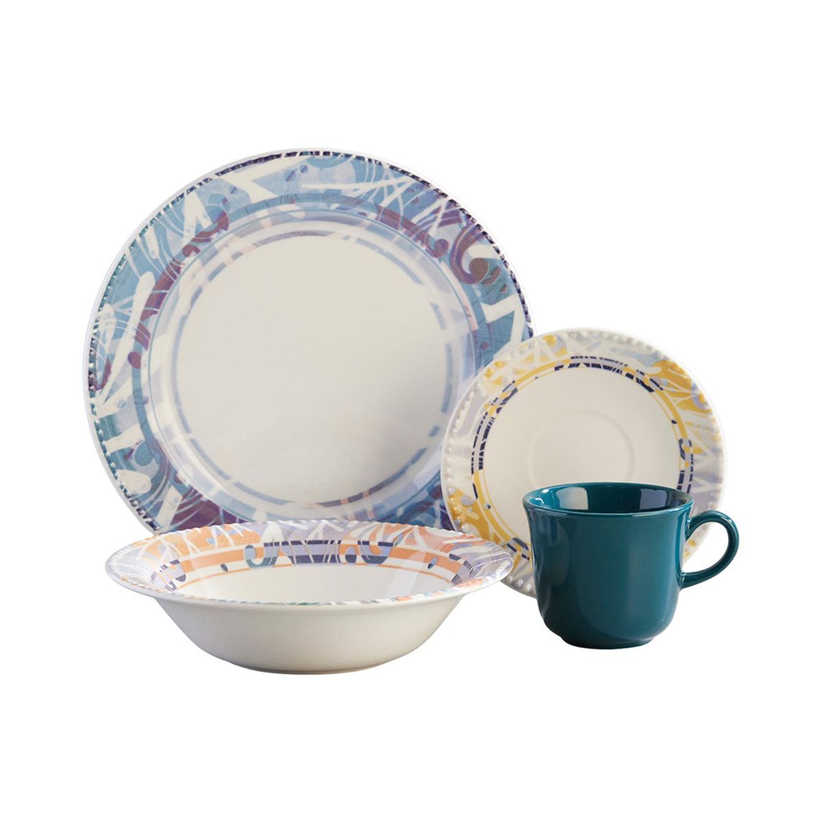 CORONA - Vajilla Corona: Cerámica Indira 4 puestos 16 piezas