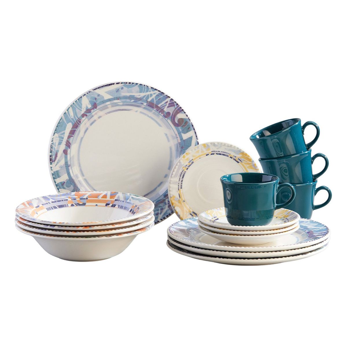 CORONA - Vajilla Corona: Cerámica Indira 4 puestos 16 piezas