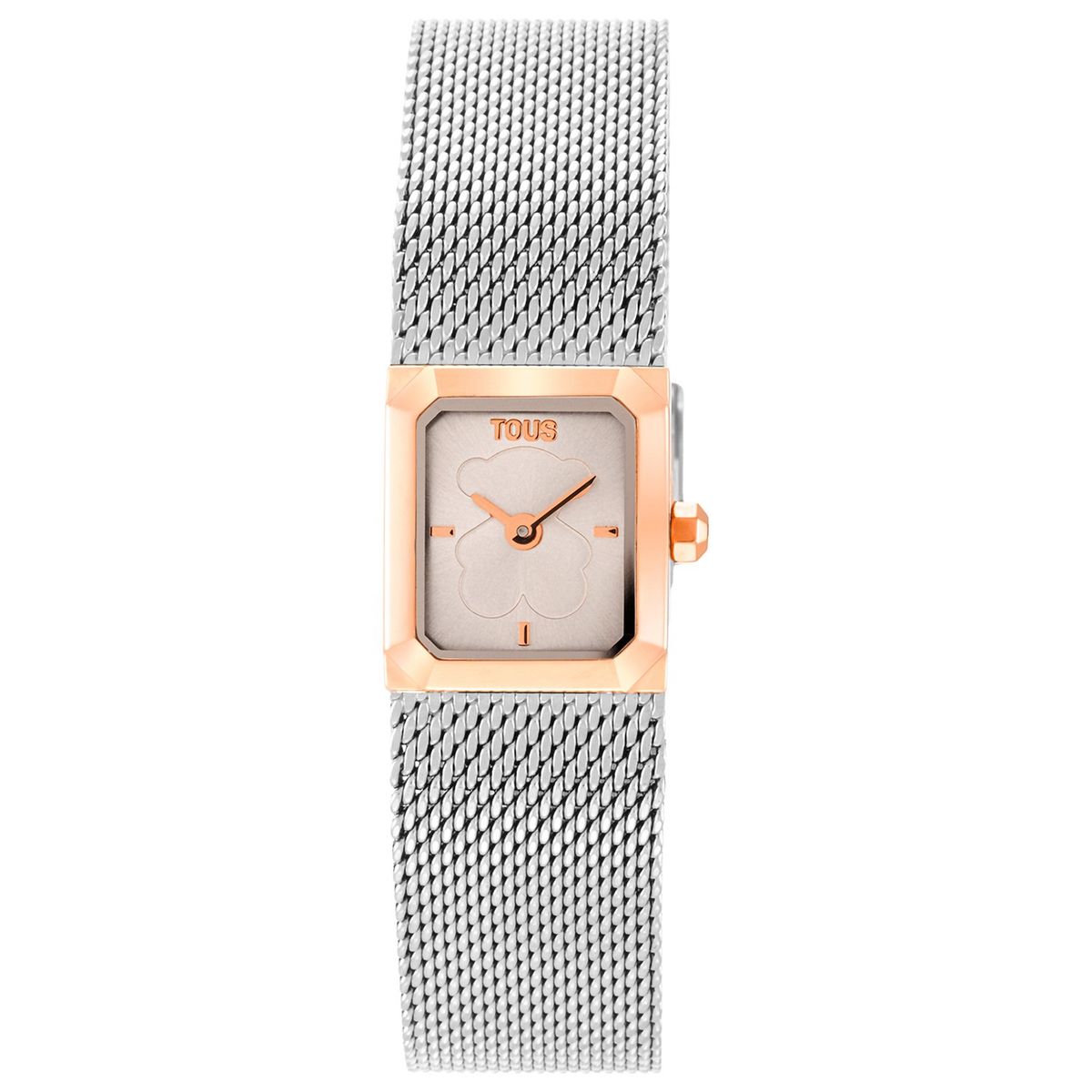 TOUS - Reloj analógico con brazalete de malla milanesa de acero plateado y rosa Mini Mesh 