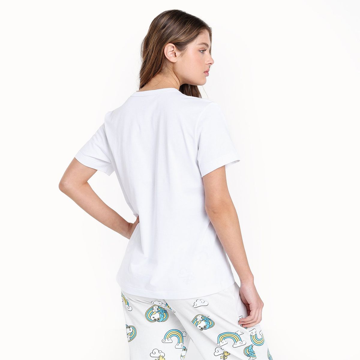 SYBILLA - Pijama completa Snoopy con pantalón Largo para Mujer Manga corta de Algodón Sybilla 