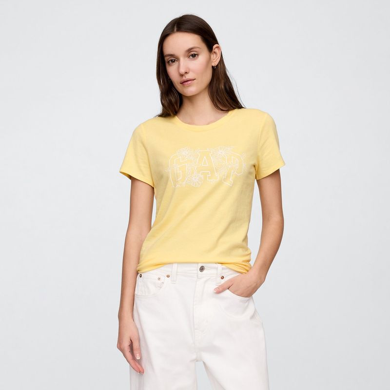 GAP - Camiseta Mujer con Estampado Manga corta de Algodón Gap