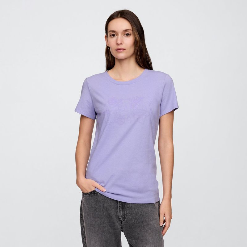 GAP - Camiseta Mujer con Estampado Manga corta de Algodón Gap