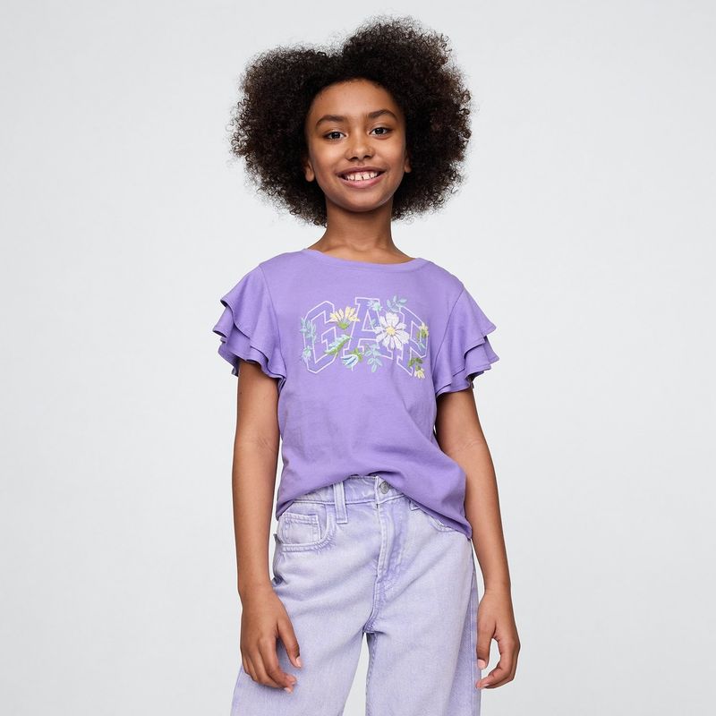 GAP - Camiseta Niña  Con Flores  Manga corta Algodón GAP