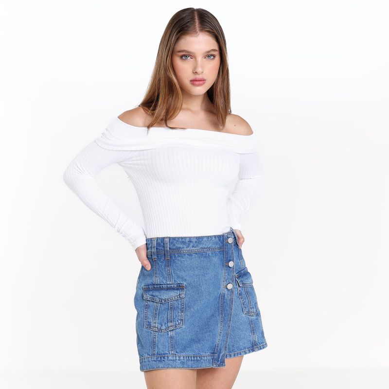 DENIMLAB - Falda short Mini Mujer de Algodón Denimlab