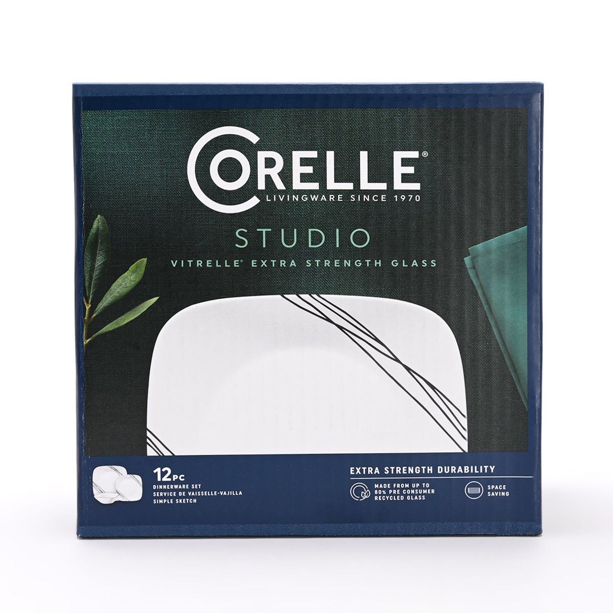 CORELLE - Vajilla Corelle: Vitrelle Sketch 4 puestos 12 piezas