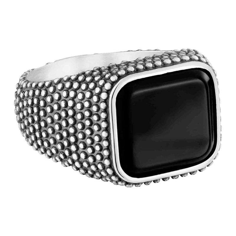 TOUS - Anillo sello de plata envejecida y ónix TOUS Man