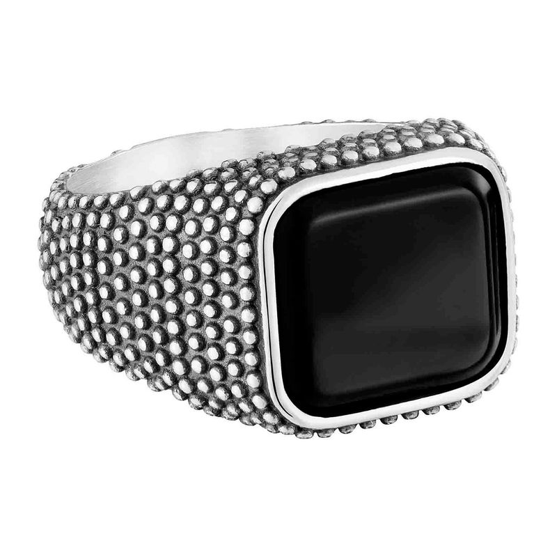 TOUS - Anillo sello de plata envejecida y ónix TOUS Man