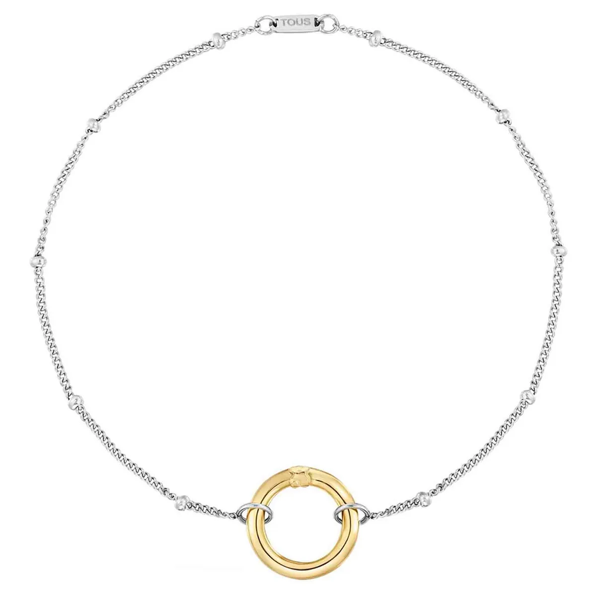 TOUS - Pulsera cadena de acero y anilla de oro Hold
