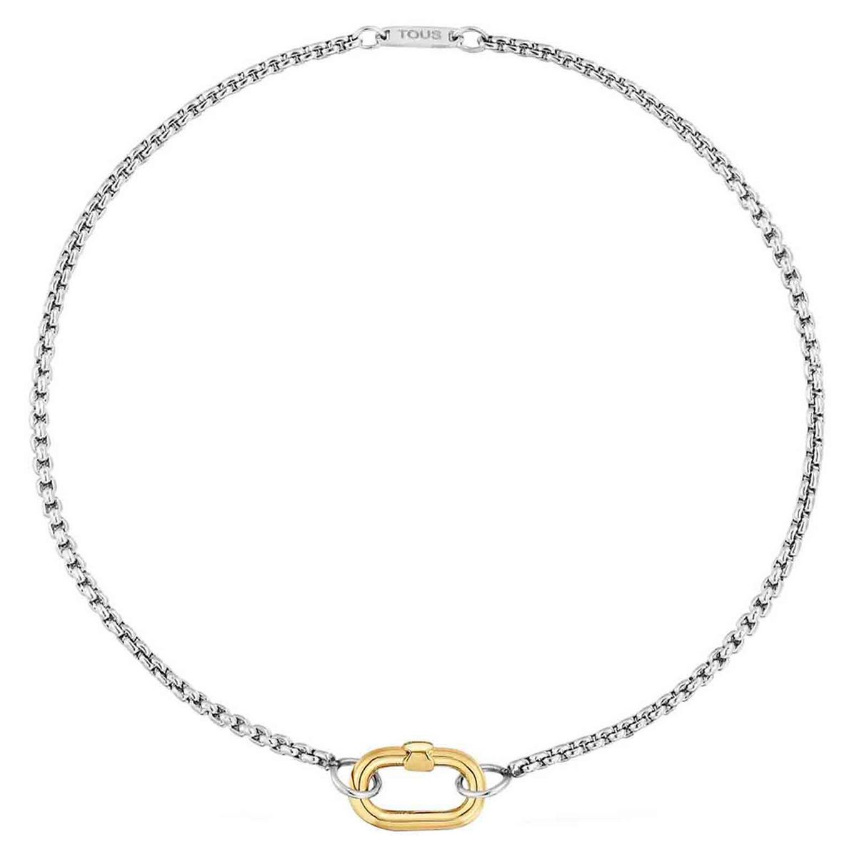 TOUS - Pulsera cadena de acero y anilla de oro Hold Oval