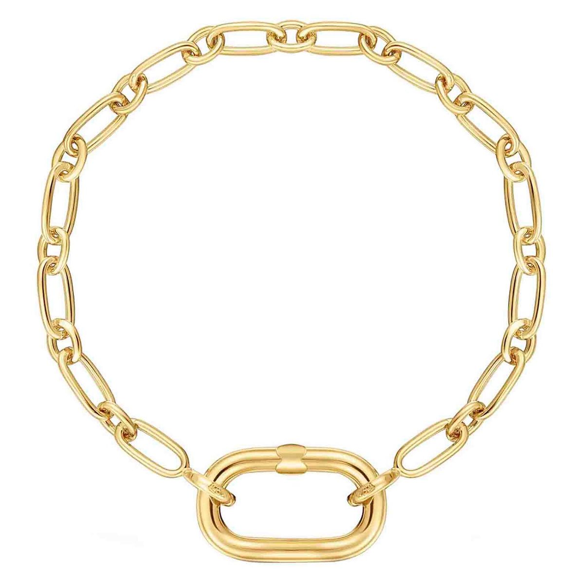 TOUS - Pulsera cadena con baño de oro 18 kt sobre plata y anilla Hold Oval