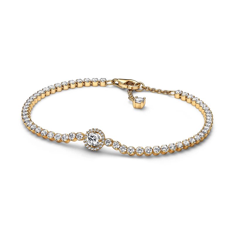 PANDORA - Brazalete Pandora Tenis Halo Brillante Recubrimiento en Oro